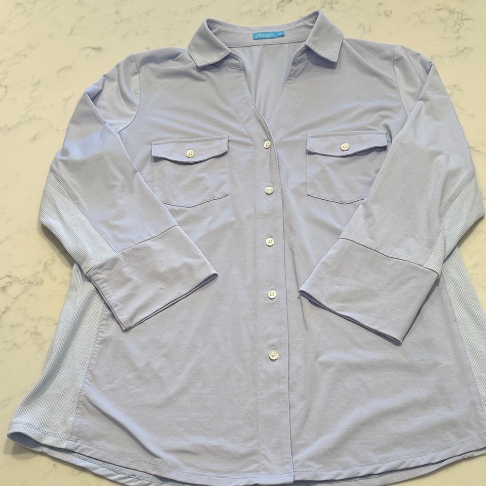 J. McLaughlin Women's Ice Blue Button Down Shirt